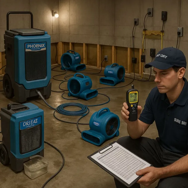 Structural Drying and Dehumidification process in Robins, IA